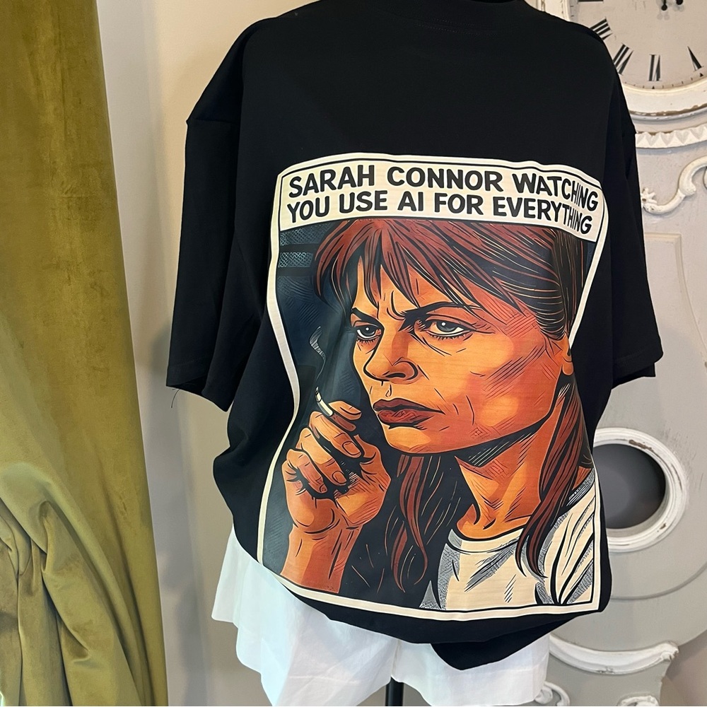 Retro Sarah Connor AI Graphic Tee Sci-Fi 100% Cotton XL, XXL